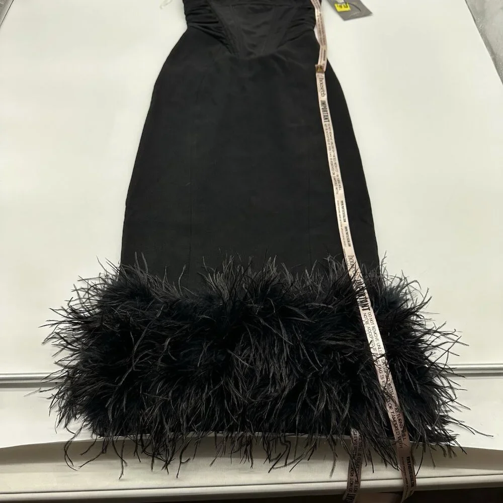 House of CB Black Feather Trim Midi Dress - Picture 4 of 13